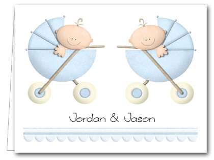 Note Cards: Boy Twins in Stoller