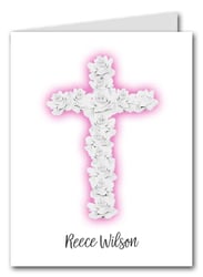 Note Cards: Rose Cross on Pink