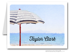 Birthday Note Cards Note Cards: Striped Beach Umbrella