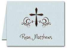 Shimmery Note Cards Note Cards: Swirled Cross Blue Shimmer