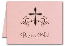 Shimmery Note Cards Note Cards: Swirled Cross Pink Shimmer