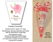 Candy Cones Party Favors Pink Elephant & Cupcake Candy Cone Kit