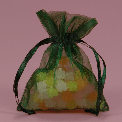 Shimmer Hunter Green Organza Bag 4 x 3 inch Favor Bags