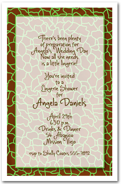 Green Giraffe Print Bridal