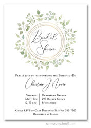 Pale Greenery Wreath Bridal Shower Invitations