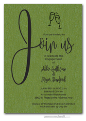 Join Us Shimmery Green Engagement Party Invitations