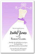 Luncheon Shower Invitations Lilac Ribboned Dress