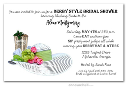 Derby Theme Shower Invitations Mint Julep and White Derby Hat Bridal Shower Invites