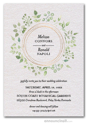 Wedding Invitations Greenery Wreath Gold Circles Wedding Invitations