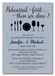 Rehearsal First Silver Shimmery Party Invitations