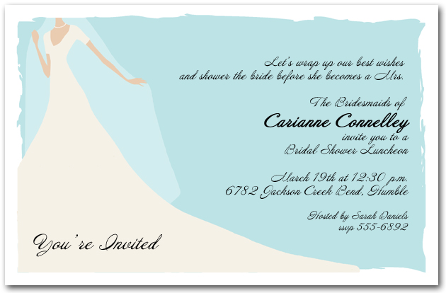 Graceful Gown on Blue Bridal Shower Invitation Graceful Gown on Blue Bridal Shower Invitation