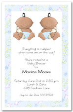 Babycakes Ethnic Twin Boy Baby Shower Invitations