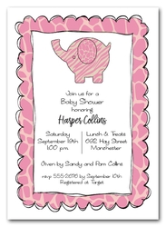 Exotic Elephant Pink Baby Shower Invitations