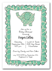 Exotic Teal Elephant Baby Shower Invitations