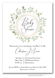 Pale Greenery Wreath Baby Shower Invitations