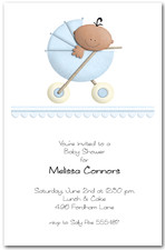 Baby Shower Invitations Stroller Ethnic Boy Baby