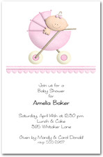 Stroller Girl Baby Shower Invitations