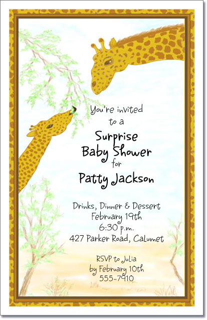 Giraffe Invitations, Giraffe Baby Shower Invitations