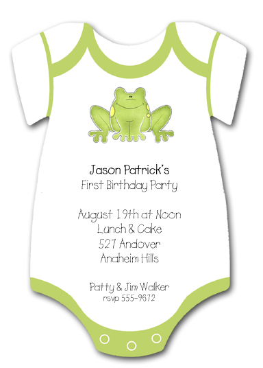 Frog Onsie Cut Invitations Zcut Frog Onsie Invitations For Showers Birthdays Jpg