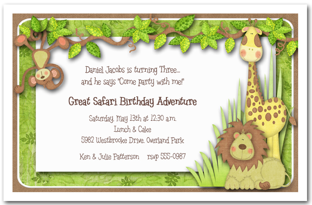 Drive By Baby Shower Invitation Jungle Safari 