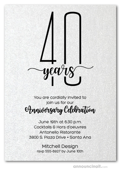 Slender Shimmery White Business Anniversary Party Invitations