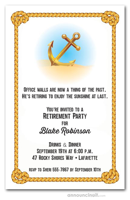 Anchor & Rope Retirement Invitations