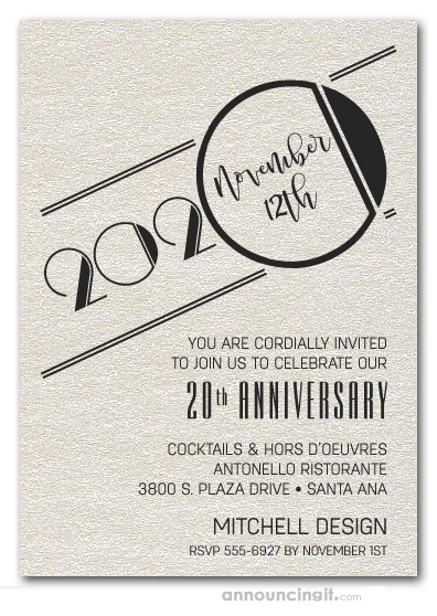 art deco shimmery quartz business anniversary invitations art deco invitations