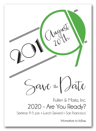 Art Deco Green Business Save the Date Cards