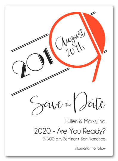 Art Deco Orange Business Save the Date Cards