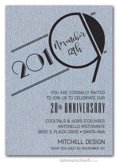 art deco shimmery silver business anniversary invitations business invitations