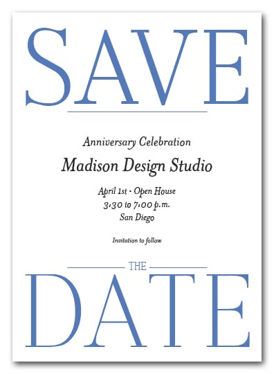 Bold Blue Business Save the Date