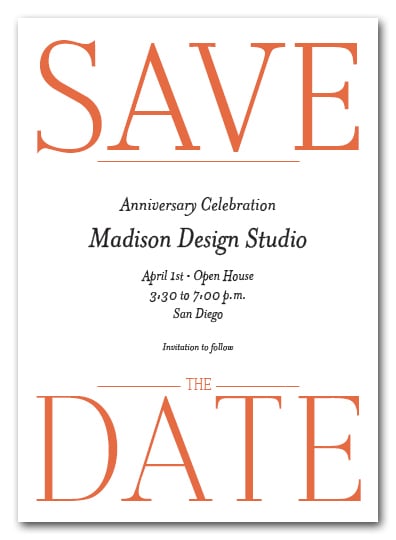 Bold Orange Business Save the Date