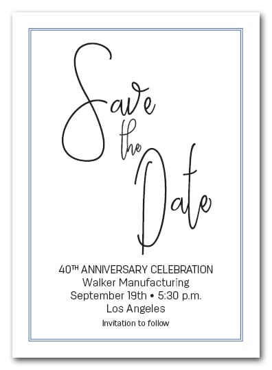 Brisk Blue Border Business Save the Date