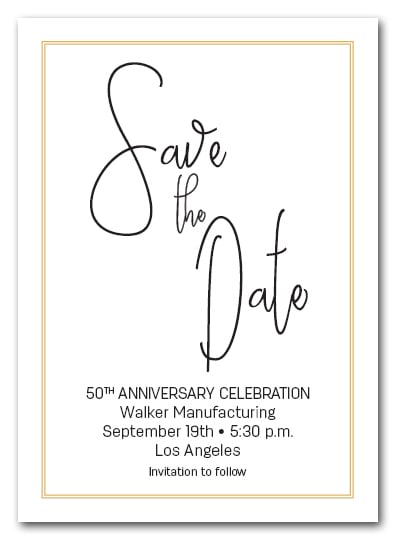 Brisk Gold Border Business Save the Date