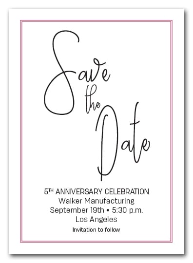 Brisk Hot Pink Border Business Save the Date