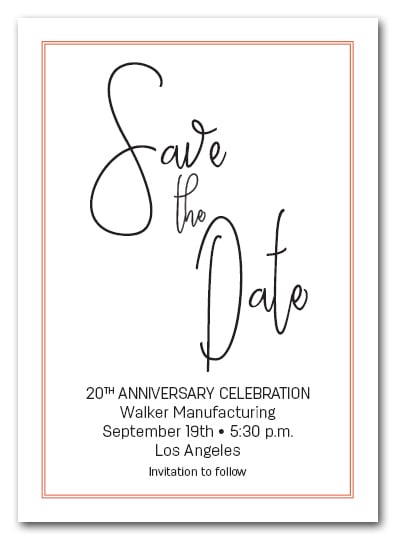 Brisk Orange Border Business Save the Date