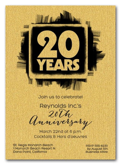 Brushed Anniversary Shimmery Gold Invitations