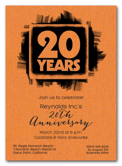 Brushed Anniversary Shimmery Orange Invitations