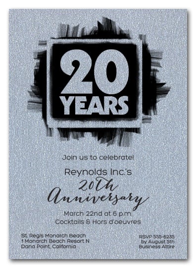Brushed Anniversary Shimmery Silver Invitations