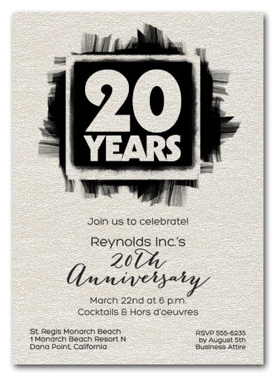 Brushed Anniversary Shimmery White Invitations