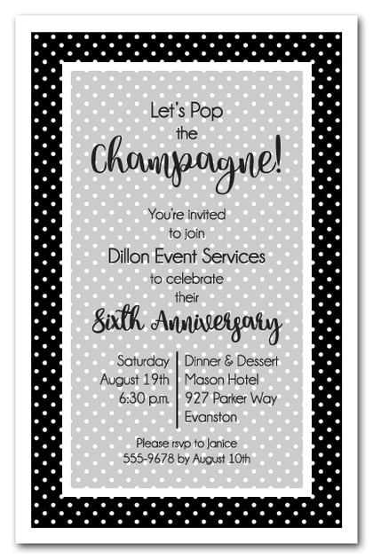 Black and White Dots Business Invitations