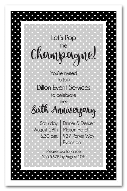 Black and White Dots Business Invitations