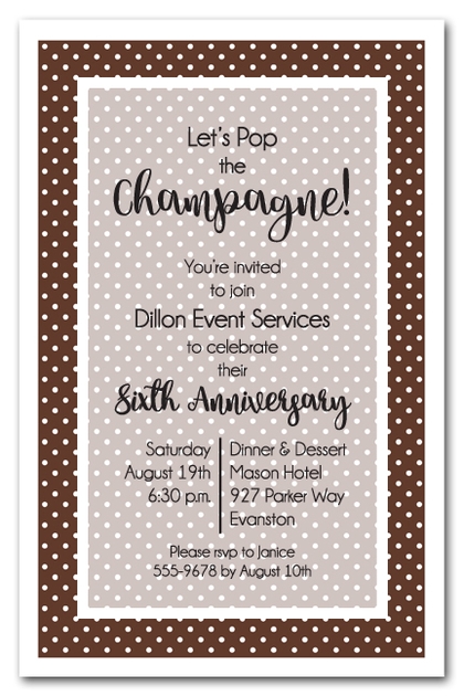 Brown and White Dots Business Invitations