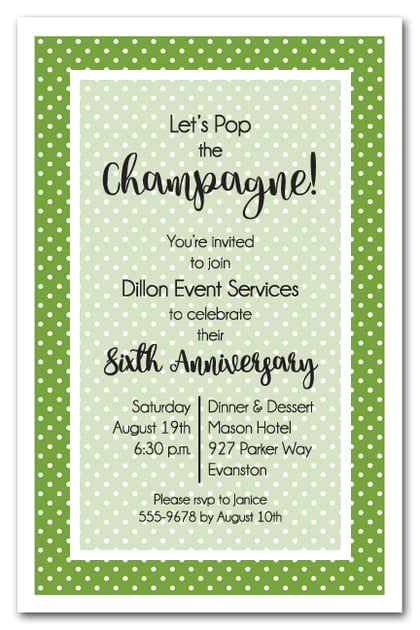 Green and White Dots Business Invitations