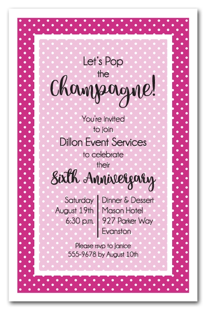 Hot Pink and White Dots Business Invitations