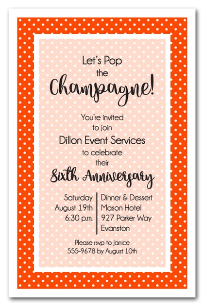 Orange and White Dots Business Invitations