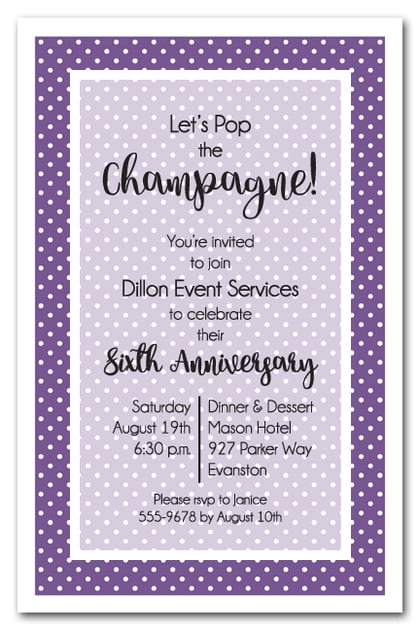 Purple and White Dots Business Invitations