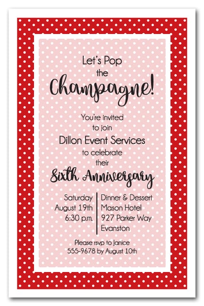 Red and White Dots Business Invitations