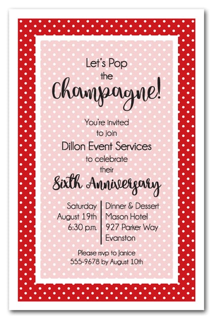 Red and White Dots Business Invitations