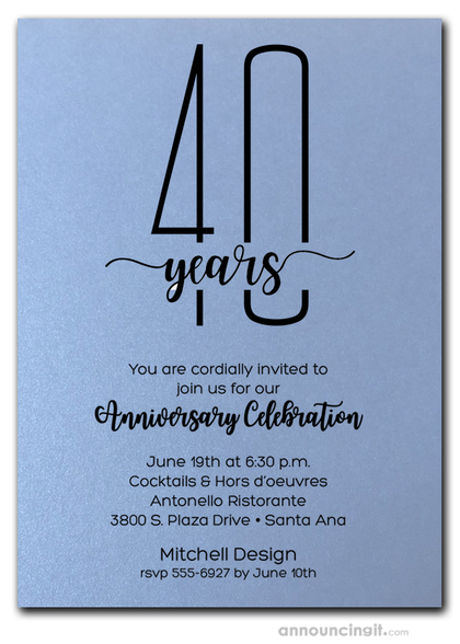 Slender Shimmery Blue Business Anniversary Party Invitations